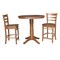 International Concepts Round 36 in Round Extension Dining Table with 2 Stools, Distressed Oak, 36 in W, 48 in L, 36.1 in H K42-36RXT-27B-S6172-2 - alternate 1